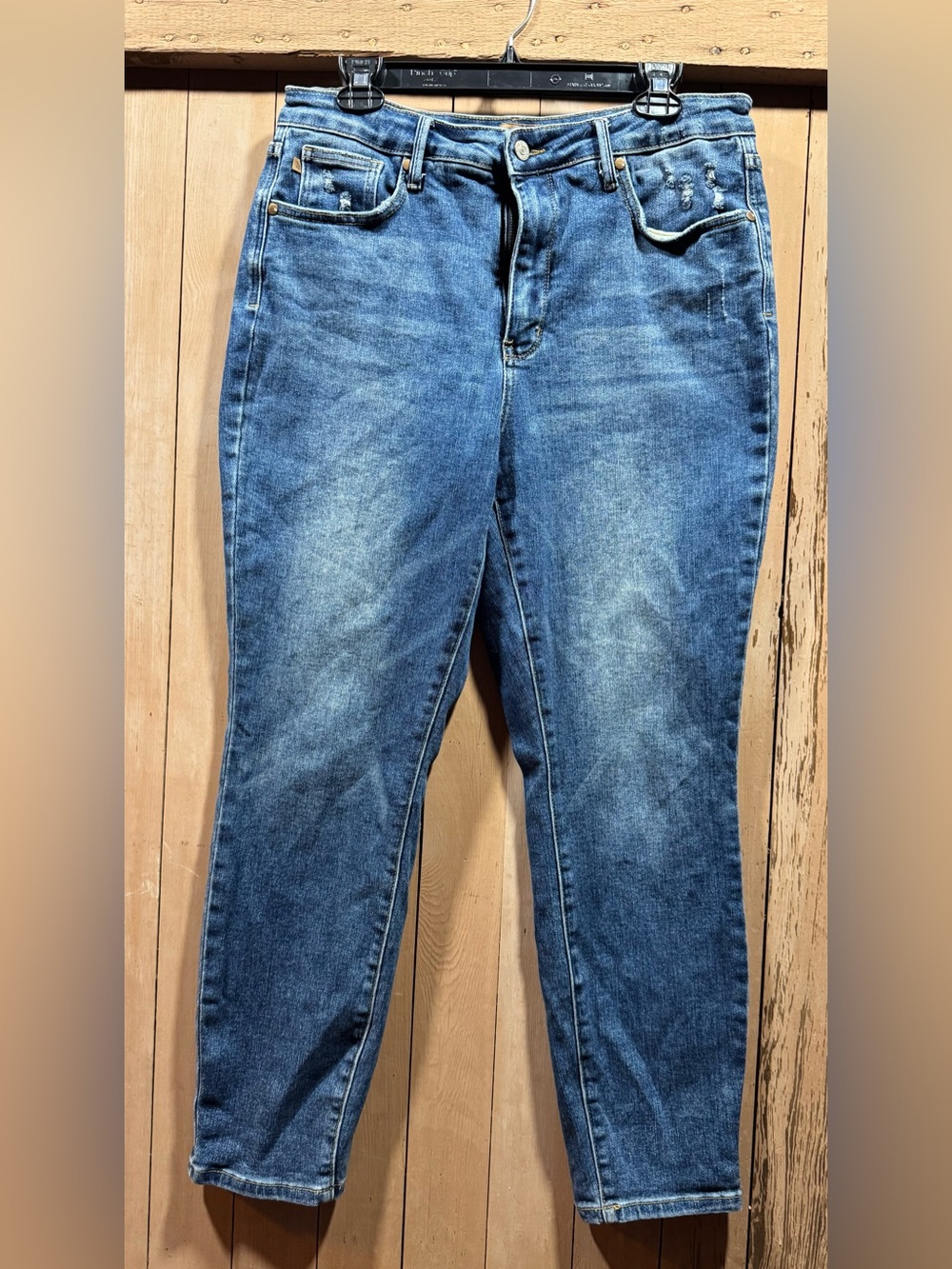 Judy Blue Distressed Mid-Blue Ankle Jeans